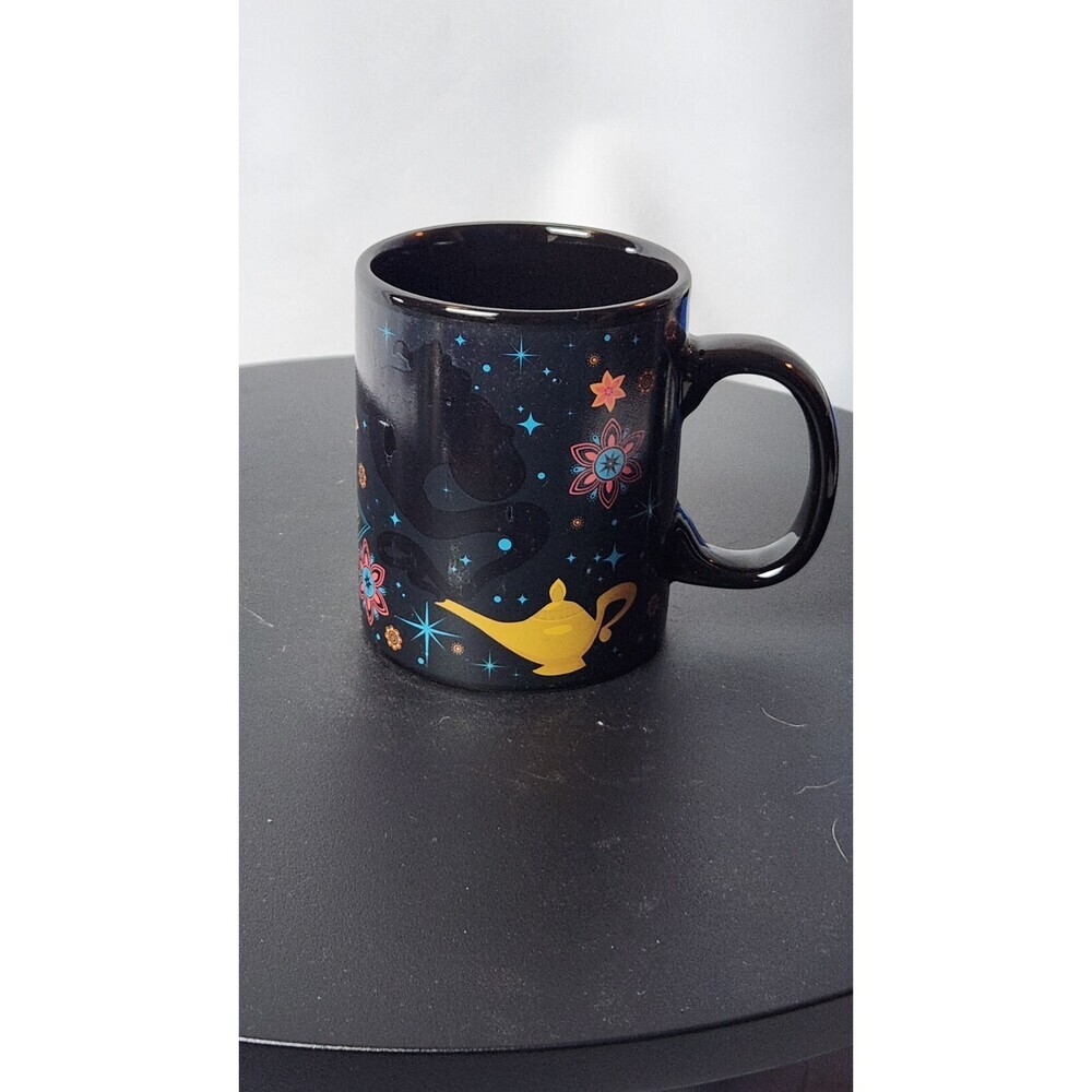 Disney Aladdin Magic Lamp And Genie Ceramic Black Mug Cup Limited RARE